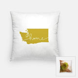 Washington ’home’ state silhouette - Pillow | Square / GoldenRod - Home Silhouette