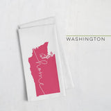 Washington ’home’ state silhouette - Tea Towel / Crimson - Home Silhouette