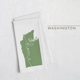 Washington ’home’ state silhouette - Tea Towel / OliveDrab - Home Silhouette