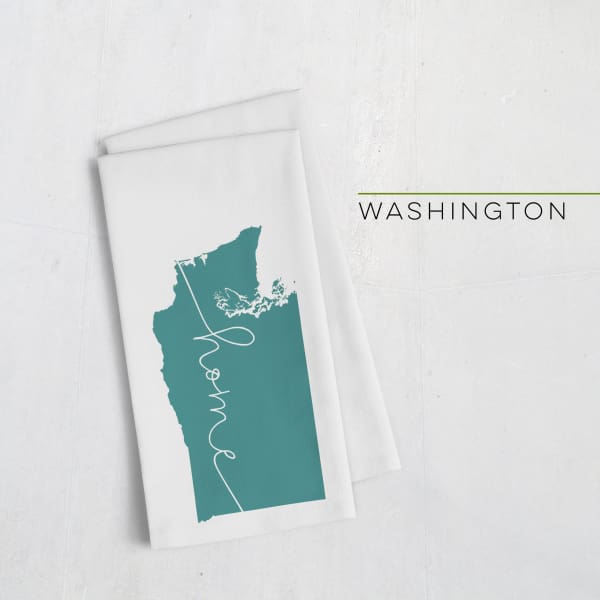 Washington ’home’ state silhouette - Tea Towel / Teal - Home Silhouette