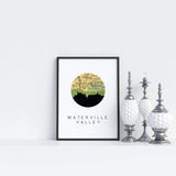 Waterville Valley New Hampshire city skyline with vintage Waterville Valley map - 5x7 Unframed Print - City Map Skyline