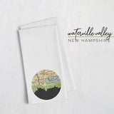 Waterville Valley New Hampshire city skyline with vintage Waterville Valley map - Tea Towel - City Map Skyline