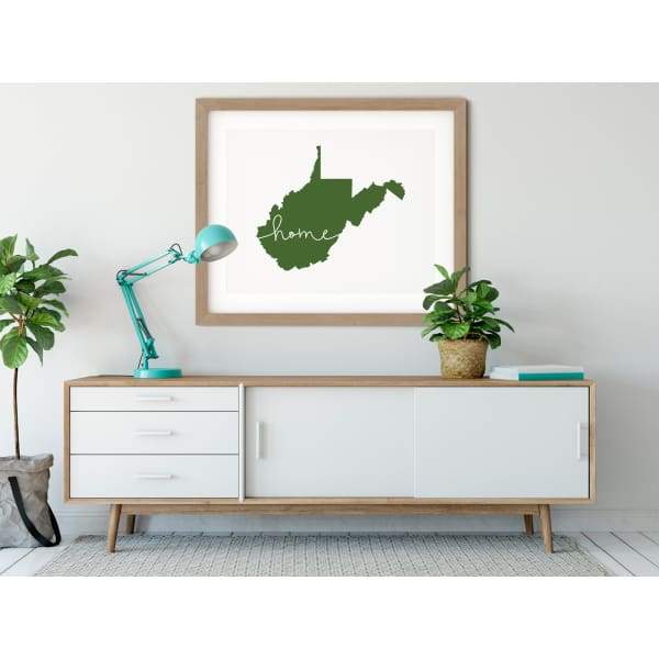 West Virginia ’home’ state silhouette - 5x7 Unframed Print / DarkGreen - Home Silhouette