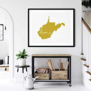 West Virginia ’home’ state silhouette - 5x7 Unframed Print / GoldenRod - Home Silhouette