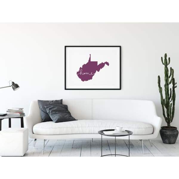 West Virginia ’home’ state silhouette - 5x7 Unframed Print / Purple - Home Silhouette
