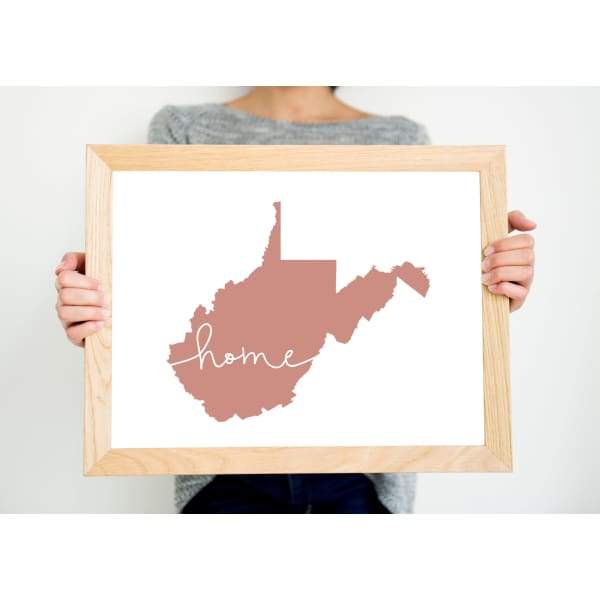 West Virginia ’home’ state silhouette - 5x7 Unframed Print / RosyBrown - Home Silhouette