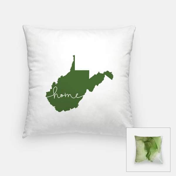 West Virginia ’home’ state silhouette - Pillow | Square / DarkGreen - Home Silhouette