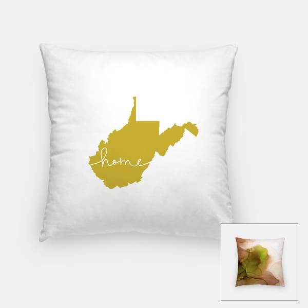 West Virginia ’home’ state silhouette - Pillow | Square / GoldenRod - Home Silhouette