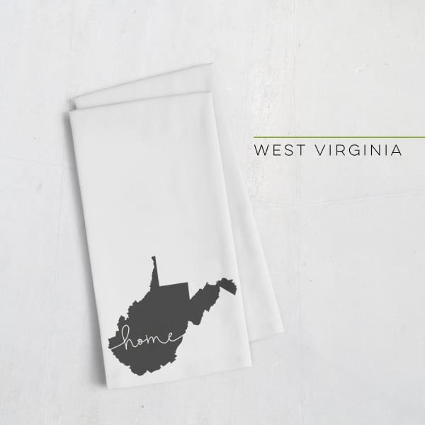 West Virginia ’home’ state silhouette - Tea Towel / Black - Home Silhouette
