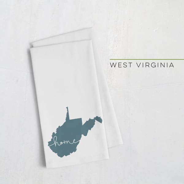 West Virginia ’home’ state silhouette - Tea Towel / DarkSlateGray - Home Silhouette