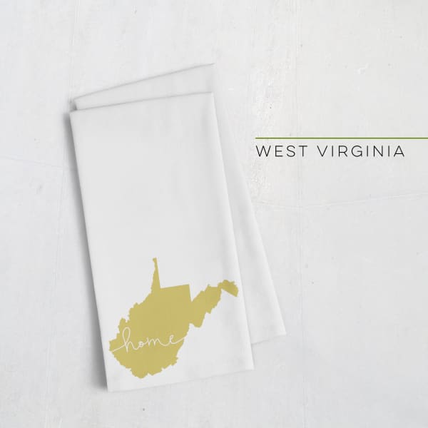 West Virginia ’home’ state silhouette - Tea Towel / GoldenRod - Home Silhouette