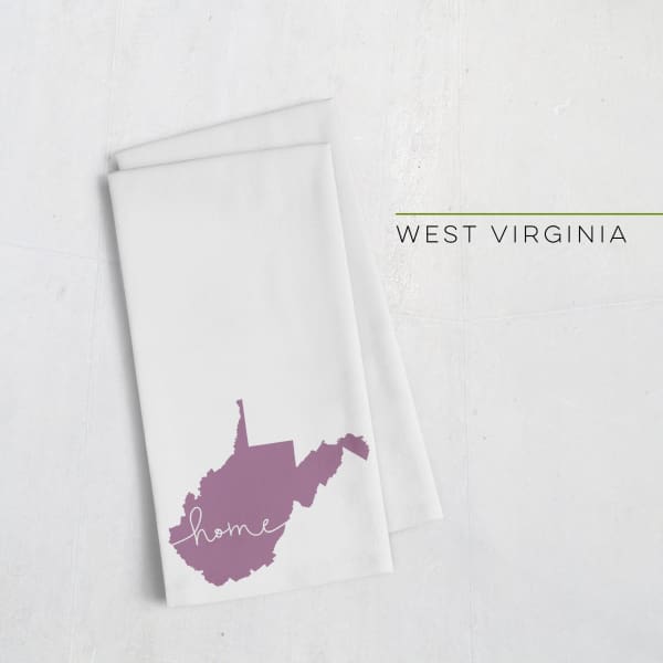 West Virginia ’home’ state silhouette - Tea Towel / Purple - Home Silhouette