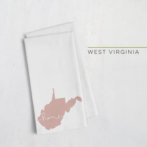 West Virginia ’home’ state silhouette - Tea Towel / RosyBrown - Home Silhouette