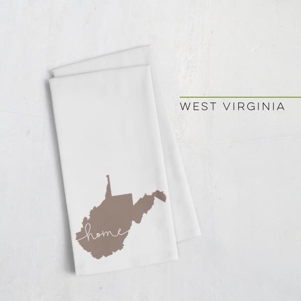 West Virginia ’home’ state silhouette - Tea Towel / SaddleBrown - Home Silhouette