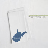West Virginia ’home’ state silhouette - Tea Towel / SteelBlue - Home Silhouette
