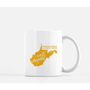 West Virginia State Song | Mountaineers Always Free - Mug | 11 oz / Gold - State Song