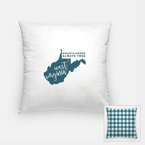West Virginia State Song | Mountaineers Always Free - Pillow | Square / Teal - State Song
