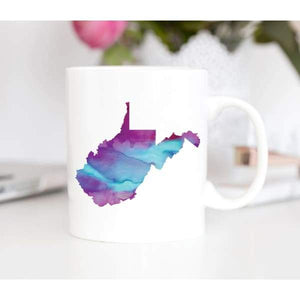 West Virginia state watercolor - Mug | 11 oz / Purple + Blue - State Watercolor