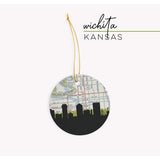 Wichita Kansas city skyline with vintage Wichita map - City Map Skyline