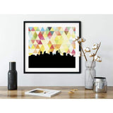 Wichita Kansas geometric skyline - 5x7 Unframed Print / Yellow - Geometric Skyline