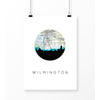 Wilmington North Carolina city skyline with vintage Wilmington map - 5x7 Unframed Print - City Map Skyline