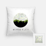 Wimberley Texas city skyline with vintage Wimberley map - Pillow | Square - City Map Skyline