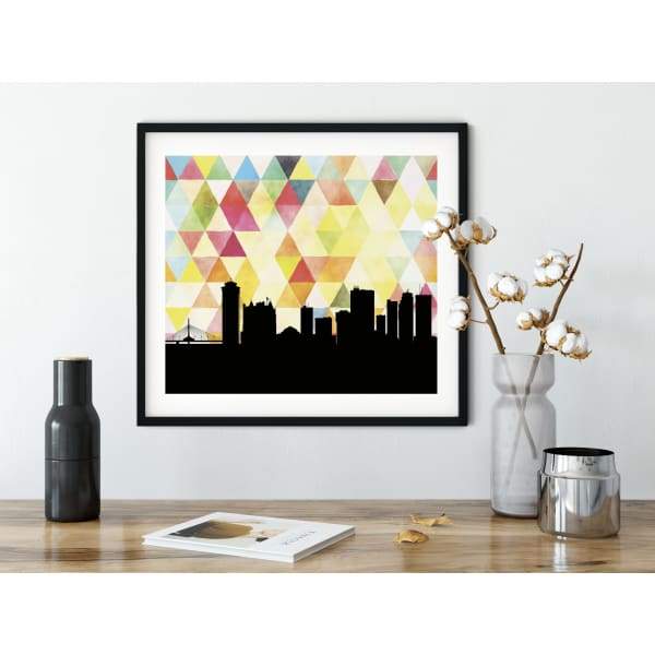 Winnipeg Manitoba geometric skyline - 5x7 Unframed Print / Yellow - Geometric Skyline