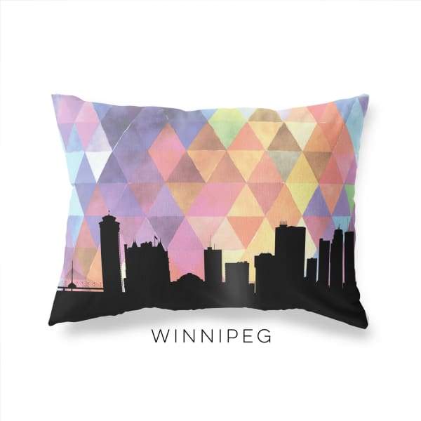 Winnipeg Manitoba geometric skyline - Pillow | Lumbar / RebeccaPurple - Geometric Skyline