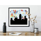 Winston Salem North Carolina geometric skyline - 5x7 Unframed Print / LightSkyBlue - Geometric Skyline