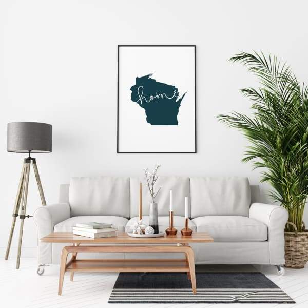 Wisconsin ’home’ state silhouette - 5x7 Unframed Print / DarkSlateGray - Home Silhouette