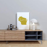 Wisconsin ’home’ state silhouette - 5x7 Unframed Print / GoldenRod - Home Silhouette