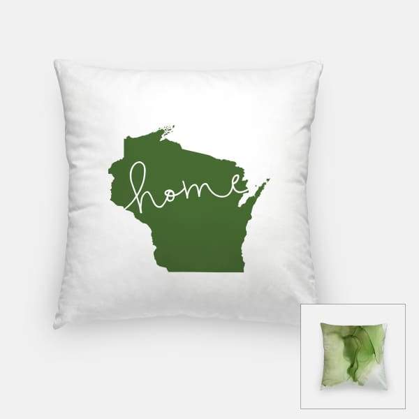 Wisconsin ’home’ state silhouette - Pillow | Square / DarkGreen - Home Silhouette