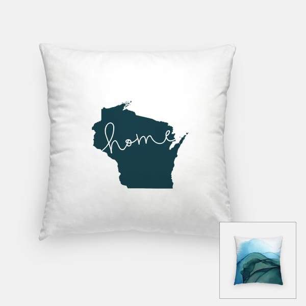 Wisconsin ’home’ state silhouette - Pillow | Square / DarkSlateGray - Home Silhouette