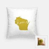 Wisconsin ’home’ state silhouette - Pillow | Square / GoldenRod - Home Silhouette