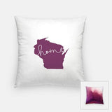 Wisconsin ’home’ state silhouette - Pillow | Square / Purple - Home Silhouette