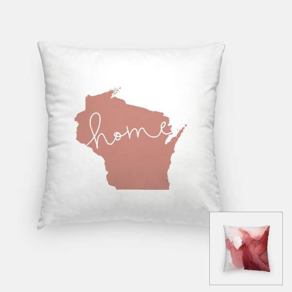 Wisconsin ’home’ state silhouette - Pillow | Square / RosyBrown - Home Silhouette