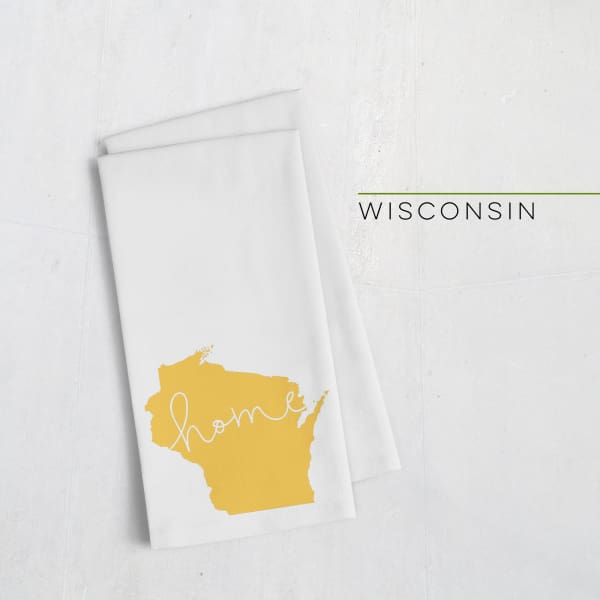 Wisconsin ’home’ state silhouette - Tea Towel / Gold - Home Silhouette