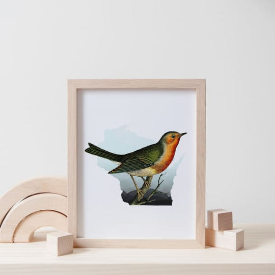 Wisconsin Robin | state bird series - 5x7 Unframed Print - State Bird