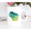 Wisconsin state watercolor - Mug | 11 oz / Yellow + Teal - State Watercolor