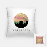 Worcester Massachusetts city skyline with vintage Worcester map - City Map Skyline