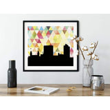 Worcester Massachusetts geometric skyline - 5x7 Unframed Print / Yellow - Geometric Skyline