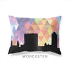 Worcester Massachusetts geometric skyline - Pillow | Lumbar / RebeccaPurple - Geometric Skyline
