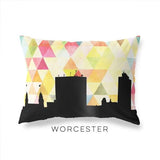 Worcester Massachusetts geometric skyline - Pillow | Lumbar / Yellow - Geometric Skyline