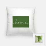 Wyoming ’home’ state silhouette - Pillow | Square / DarkGreen - Home Silhouette