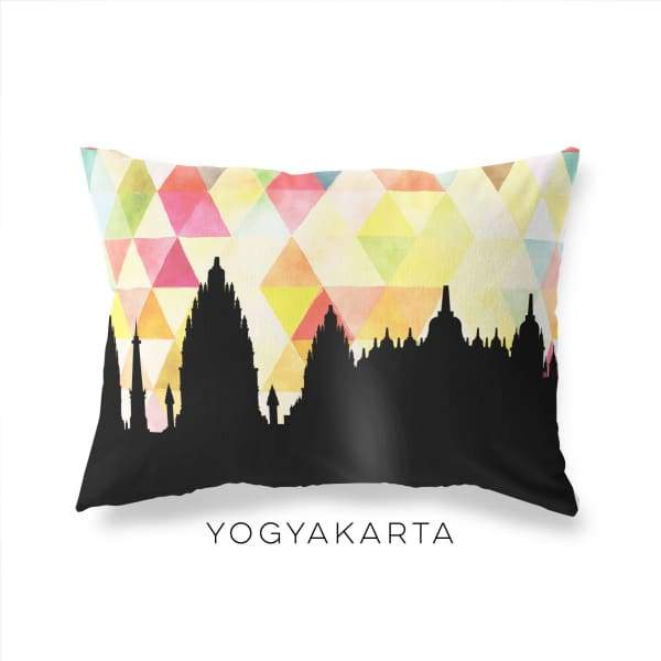 Yogyakarta Indonesia geometric skyline - Pillow | Lumbar / Yellow - Geometric Skyline