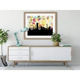 Yokohama Japan geometric skyline - 5x7 Unframed Print / Yellow - Geometric Skyline