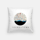 Youngstown Ohio city skyline with vintage Youngstown map - Pillow | Square - City Map Skyline