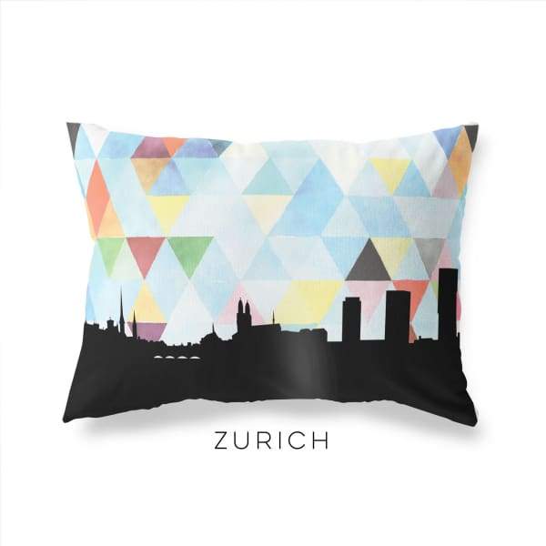 Zurich Switzerland geometric skyline - Pillow | Lumbar / LightSkyBlue - Geometric Skyline