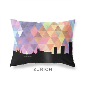 Zurich Switzerland geometric skyline - Pillow | Lumbar / RebeccaPurple - Geometric Skyline